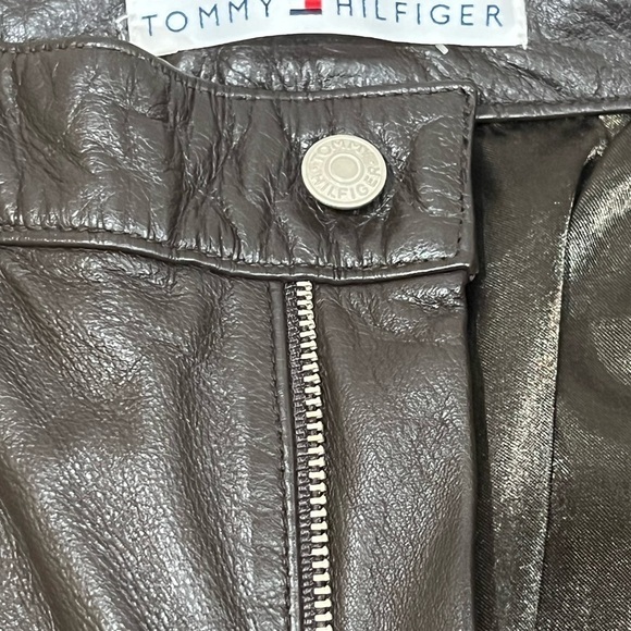 Women’s Tommy Hilfiger Vintage VTG 100% Leather Size 6 Brown Classic Pants - Picture 5 of 10